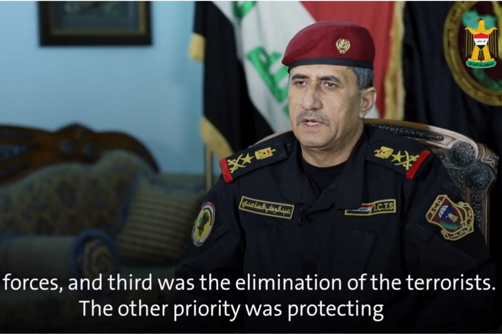 曾領軍打敗極端組織「伊斯蘭國」的伊拉克將領艾沙迪遭撤換引爭議。（圖片截取自伊拉克政府影片）